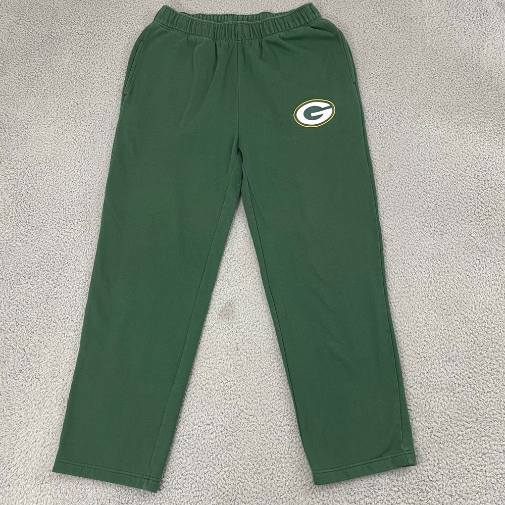 Green Bay Packers Sweatpants Men L Green Sportswear NFL Lounge Open Hem Fanatics